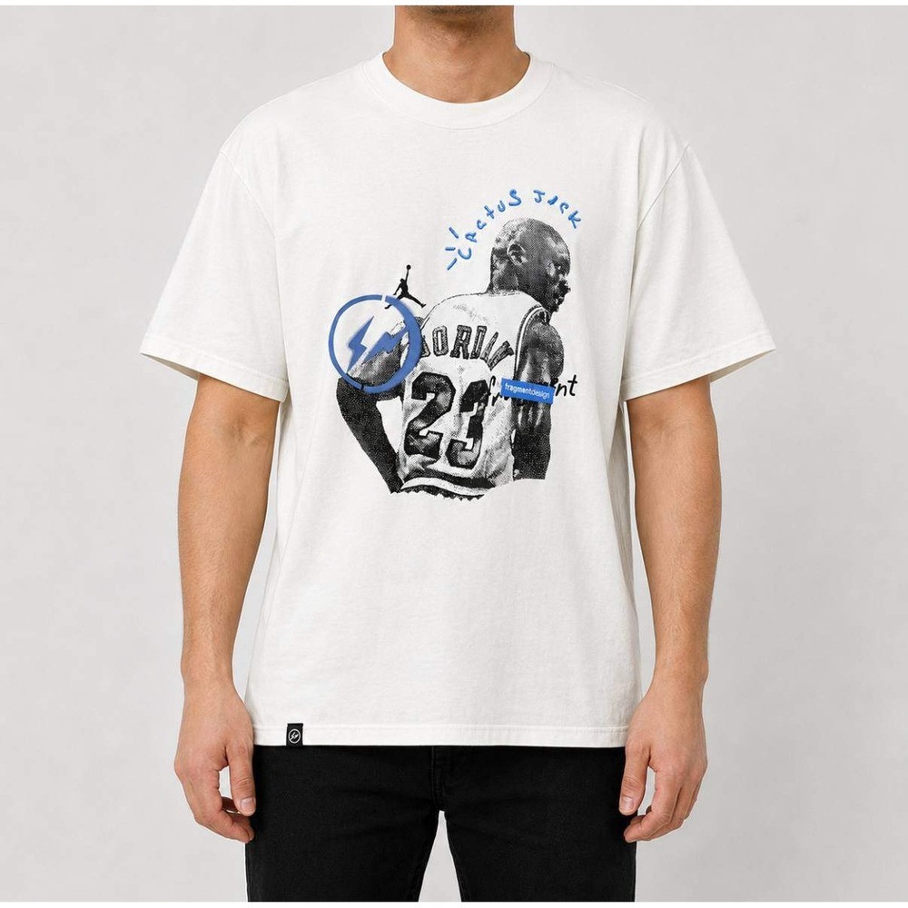 Jordan Travis Scott Fragment Design T-Shirt Sail DJ0620-133 Mens Size L NWT